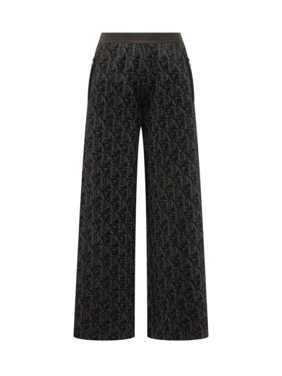 Palm Angels Jacquard Trousers With Paint Detailing In Black
