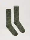 Palm Angels Jacquared Palms Socks In 5603 Military Green - Off White