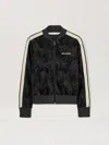Palm Angels Logo Leather Effetc Track Bomber Jacket In Black