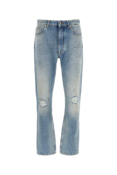 Palm Angels Jeans With Print In Blue