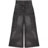 Palm Angels Bw Wide Denim Parachute In Black