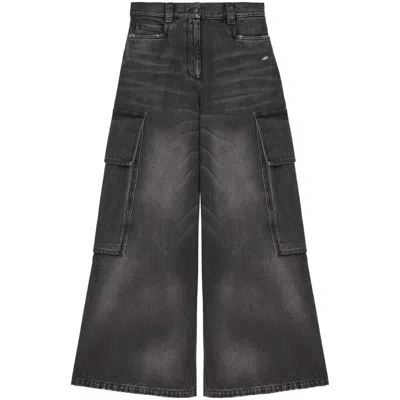 Palm Angels Low-rise Wide-leg Jeans In Black/brown