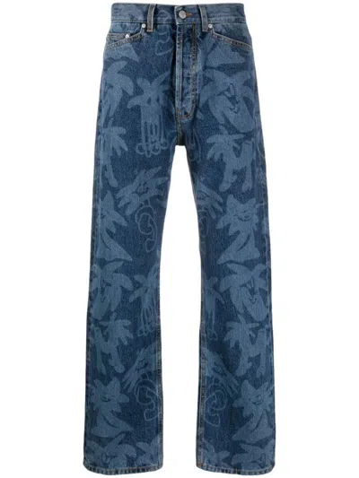 Palm Angels Jeans In Blu Light