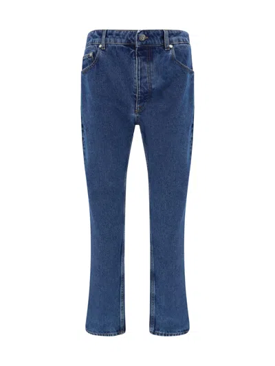 Palm Angels Monogram Jeans In Cotton In Blue
