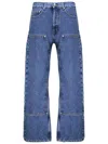 Palm Angels Workwear Monogram Jeans In Blue