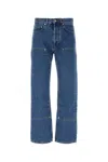 Palm Angels Monogram-embroidered Wide-leg Jeans In Blue