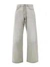 Palm Angels Curved Logo Loose Jeans In Gray