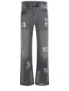 Palm Angels Palm Tree Patchwork Jeans In Grey