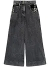 Palm Angels Monogram-pattern Wide-leg Jeans In Grey