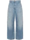 Palm Angels Wide Leg Denim Jeans In Light Blue Light Blue