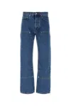 Palm Angels Monogram-embroidered Wide-leg Jeans In Lightbluebla