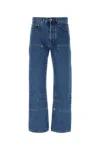 Palm Angels Monogram-embroidered Wide-leg Jeans In Lightbluebla