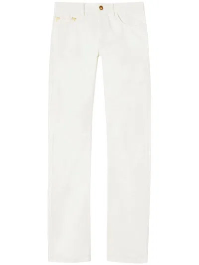 Palm Angels Monogram Embossed Mid-rise Jeans In White