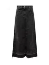 Palm Angels Black Split Denim Maxi Skirt In Black