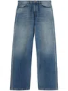 Palm Angels Curved Logo Loose 5 Pockets Light Blue - In Blue