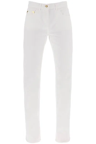 Palm Angels Jeans With Gold Metal Detailing In White