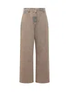 Palm Angels Overdyed Logo-embroidered Wide-leg Jeans In Brown