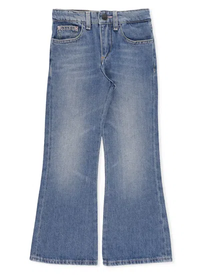 Palm Angels Kids' Jeans With Print In Blue