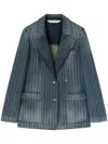 Palm Angels Laser Pinstriped Denim Blazer In Blau