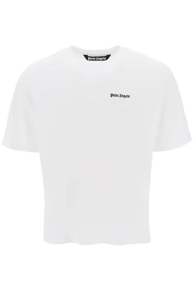 Palm Angels Jersey T-shirt With Logo Embroidery In White