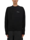 Palm Angels Cotton Oversize Crew Neck Sweatshirt In Black