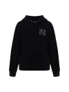 Palm Angels Stylish Black Embroidered Cotton Hoodie For Men In Blackblack