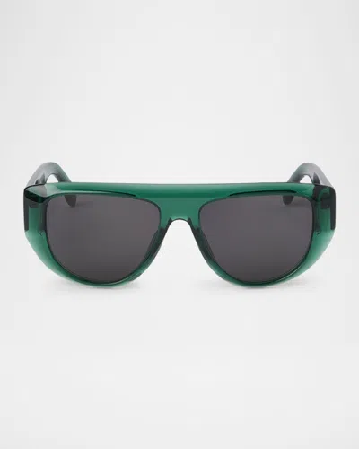 Palm Angels Joshua Round Acetate Sunglasses In 5507 Green Dark Grey