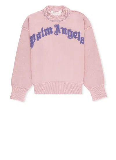 Palm Angels Kids' Jumper With Logo In Pink