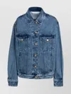 Palm Angels Denim Jacket With Jungle Insert In Blue