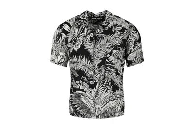 Pre-owned Palm Angels Jungle Palms Bowling Shirt Black/white