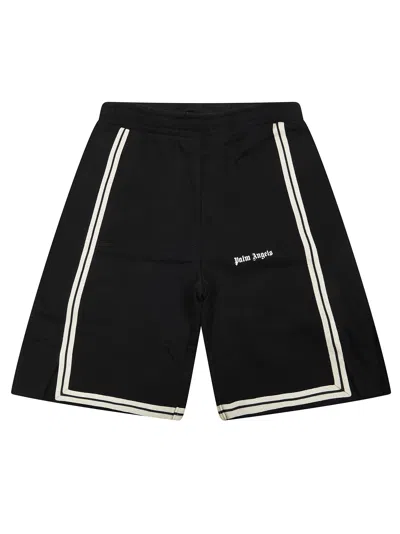Palm Angels Junior Bermuda Mini Track Shorts In Nero