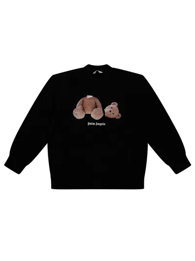 Palm Angels Junior Mini Bear Crewneck Sweatshirt In Nero