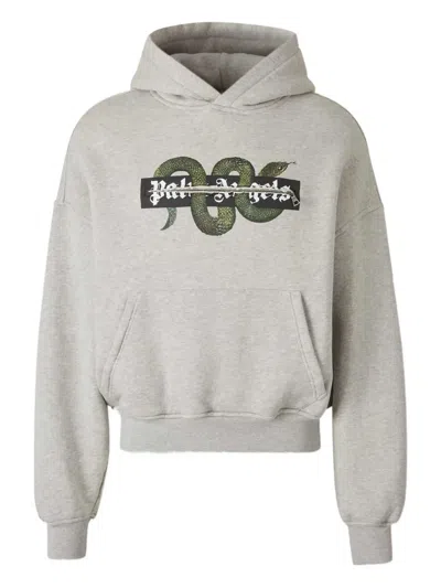 Palm Angels Kangaroo-pockets Hoodie In Gray