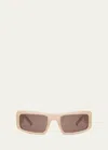 Palm Angels Kerman Brown Acetate & Metal Wrap Sunglasses In Nude Brown