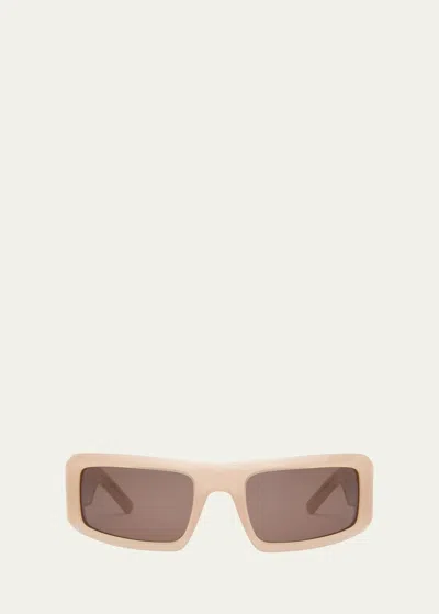 Palm Angels Kerman Brown Acetate & Metal Wrap Sunglasses In Nude Brown