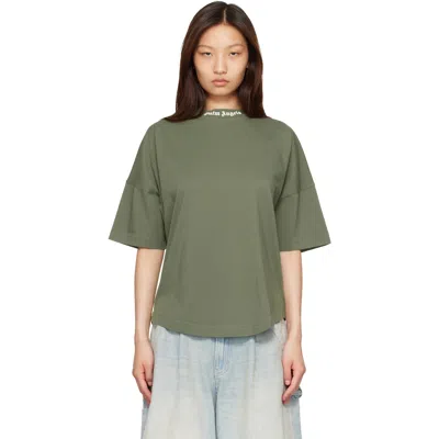 Palm Angels Khaki Classic Logo Over T-shirt In Green