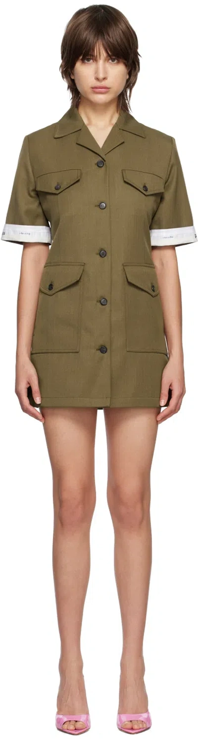 Palm Angels Khaki Military Minidress In Military White