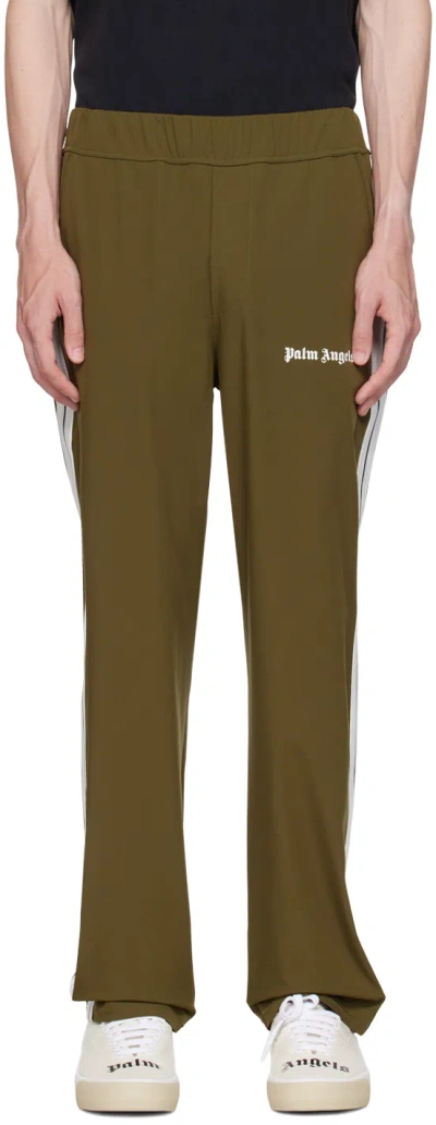 Palm Angels Performance Striped Stretch-shell Trousers In Military White