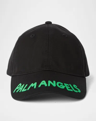 Palm Angels Kid's Logo-print Baseball Cap In Black Green