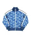 Palm Angels Kids All-over Graphic Printed Zip-up Sweatshirt In Blue