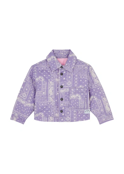 Palm Angels Kids Astro Paisley Reversible Quilted Rayon Jacket (4-12 Years) In Lilac