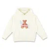 Palm Angels Kids Bear Angel Cotton Hoodie In Animal Print