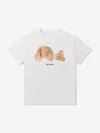 Palm Angels Boys Grey Kids Bear-print Short-sleeve Cotton T-shirt 4-10 Years 8 Years In White