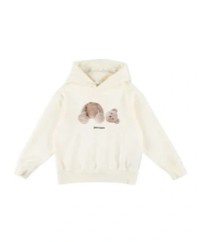 Palm Angels Kids Bear Printed Hoodie In White