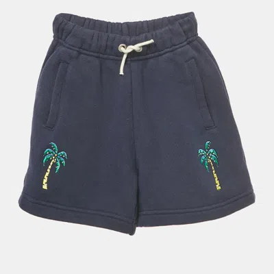 Pre-owned Palm Angels Kids Blue Embroidered Cotton Shorts 4 Yrs