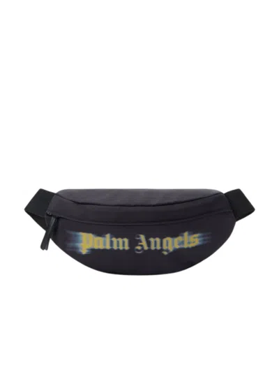 Palm Angels Kids "blurred" Logo Fannypack In Black