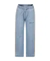 Palm Angels Kids Chambray Logo Printed Track Pants In Blue
