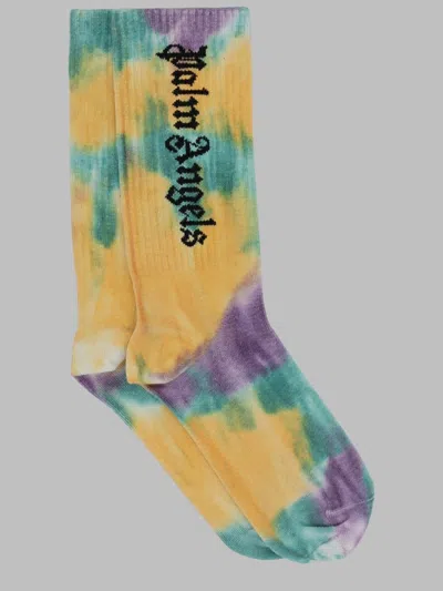 Palm Angels Kids Cotton Logo Socks In Multi