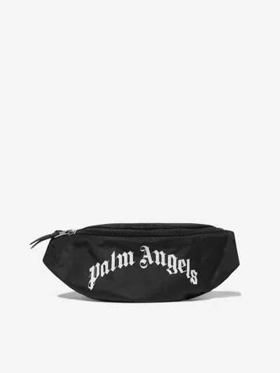 Palm Angels Kids Curved Logo Belt Bag In Black