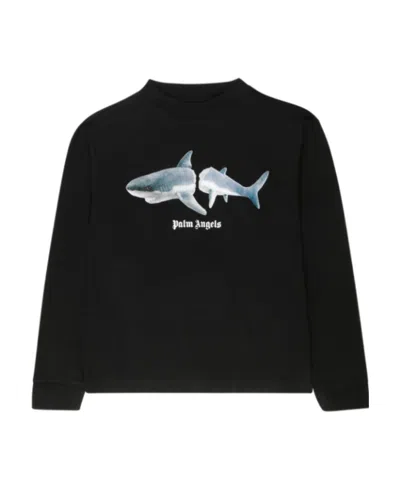 Palm Angels Kids Graphic Printed Crewneck Sweatshirt In Black